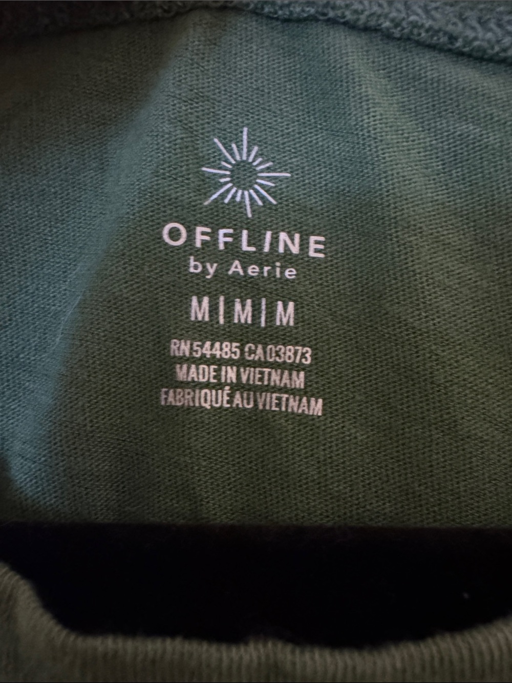 aerie Olive Green Crewneck Pullover with White Print - Picture 2 of 3